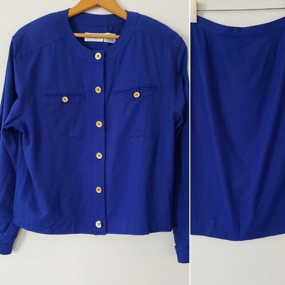 Vintage Liz Claiborne 100% Silk Skirt Suit Set Size 12 - Picture 1 of 14